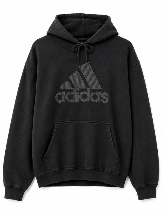 adidas Other - Adidas‎ Vintage Mens Black Pullover Hoodie Tonal Logo Baggy Fit Medium